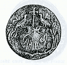 sceau de Pierre du Sac, apposé en tant que commandeur des maisons du Temple en Flandre sur une quittance de 80 livres reçues de Sohier de Bailleul, maréchal et receveur de Flandre, le 19 juillet 1288.